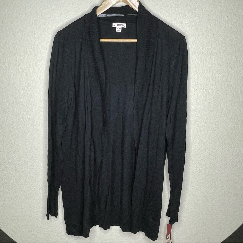NWT Merona Women’s Long Sleeve Open Front Cardigan Sweater Black XL